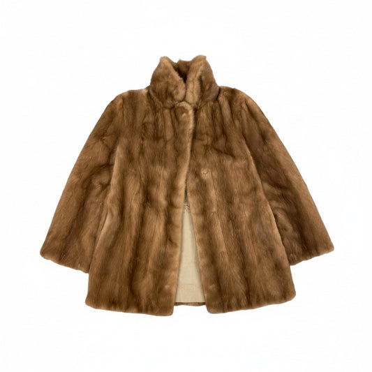 40L10 SAGA MINK サガミンク パステルミンク リアルファーコート サイズ11号 茶系 最高級本毛皮 MINK FUR 裏地刺繍デザインt18r