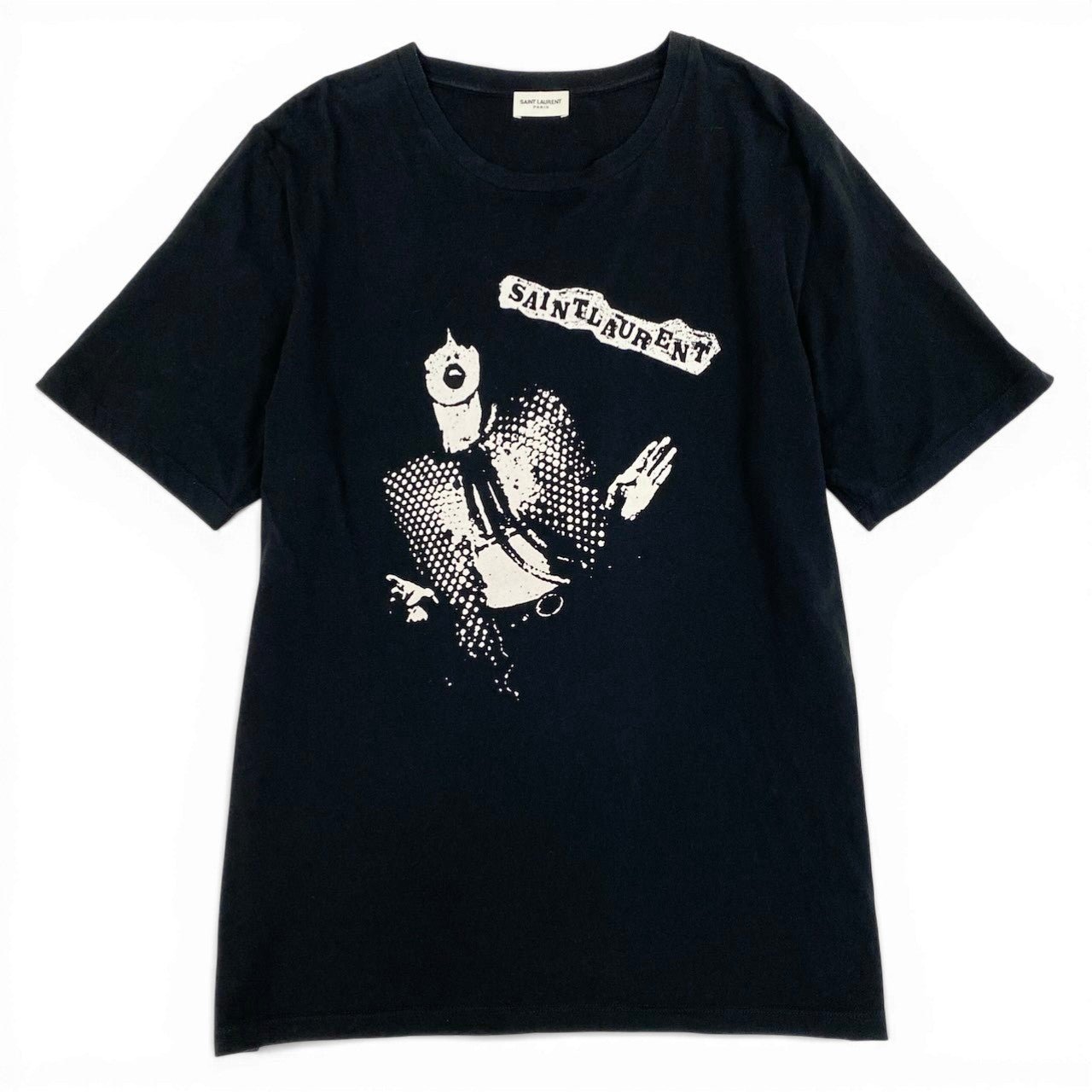 K6c20 SAINT LAURENT PARIS サンローラン パリ ロックンロール グラフィック Tシャツ カットソー トップス 631800 M ブラック コットン メンズsn1