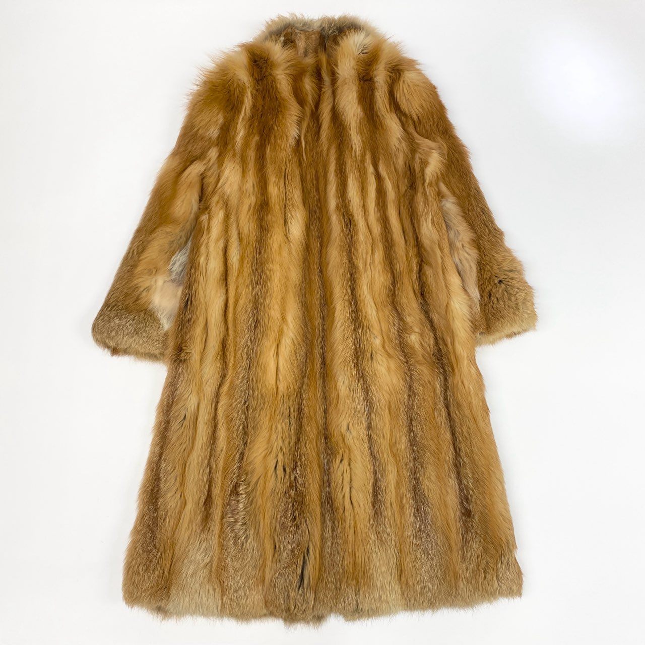 69k4 AZUMA アズマ レッドフォックス 超ロングコート 107cm 茶系 最高級本毛皮 RED FOX FUR 毛並み◎ 毛質◎t18r