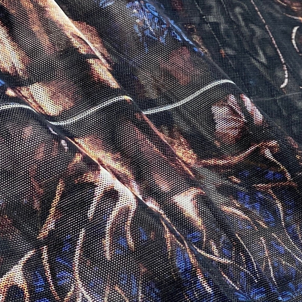 Ae14 Jean Paul GAULTIER FEMME ジャンポールゴルチエ パワーネット メッシュトップス ロングスリーブ カットソー 総柄 ブラック レディース 女性服k02i