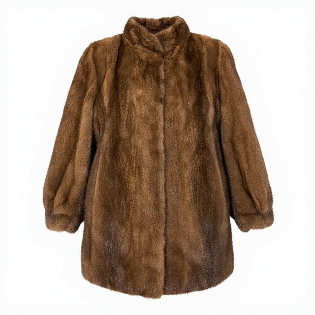 35a15 パステルミンク ロングコート サイズ15 茶系 本毛皮 Pastel Mink Fur Coat ポケット有t18r