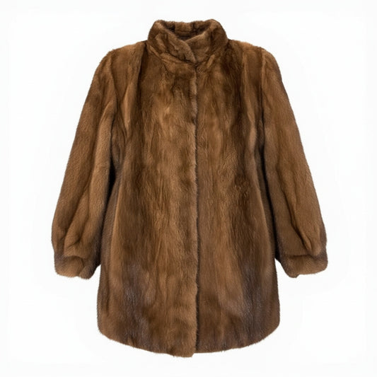 35a15 パステルミンク ロングコート サイズ15 茶系 本毛皮 Pastel Mink Fur Coat ポケット有t18r