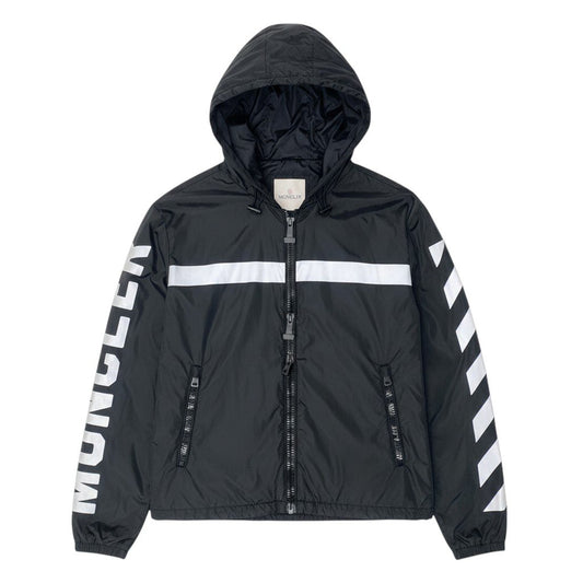 42e13 MONCLER モンクレール off-Whiteコラボ フーディーナイロンジャケット パーカー DIND-16-961 5サイズ ブラック ホワイト ナイロン100％ メンズ 男性用u02t