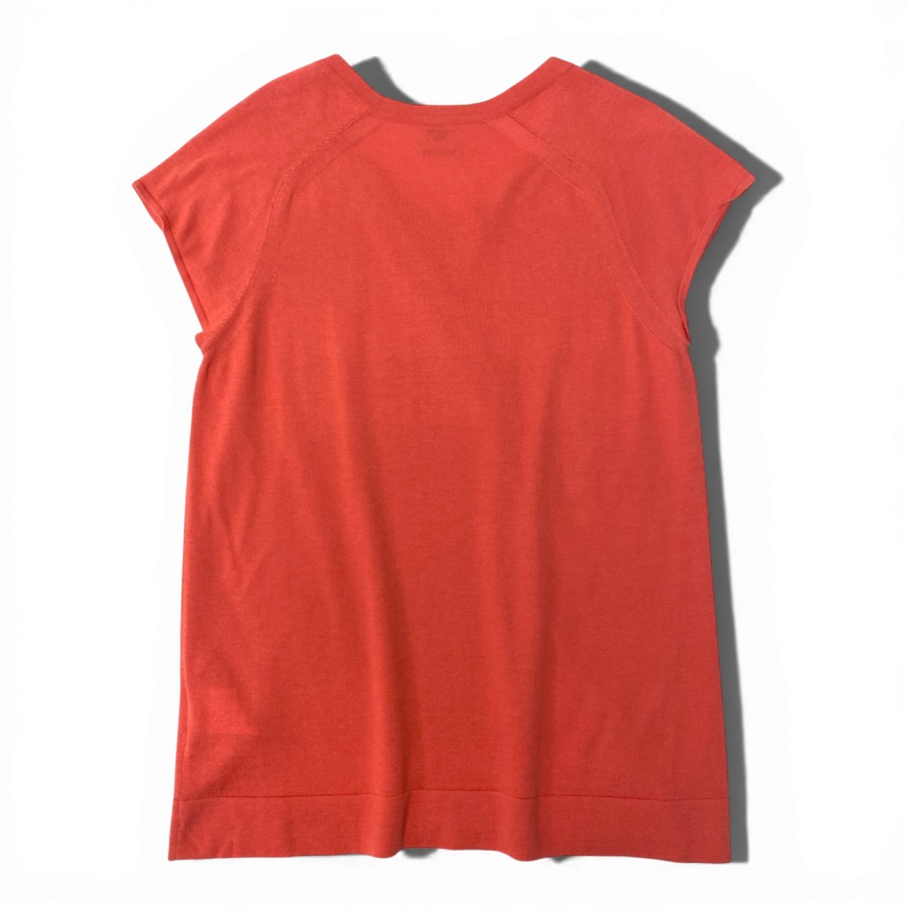 Ec5 HERMES エルメス Hロゴ コットンシルク 半袖ニット トップス サイズ36 コーラル レディースk02i