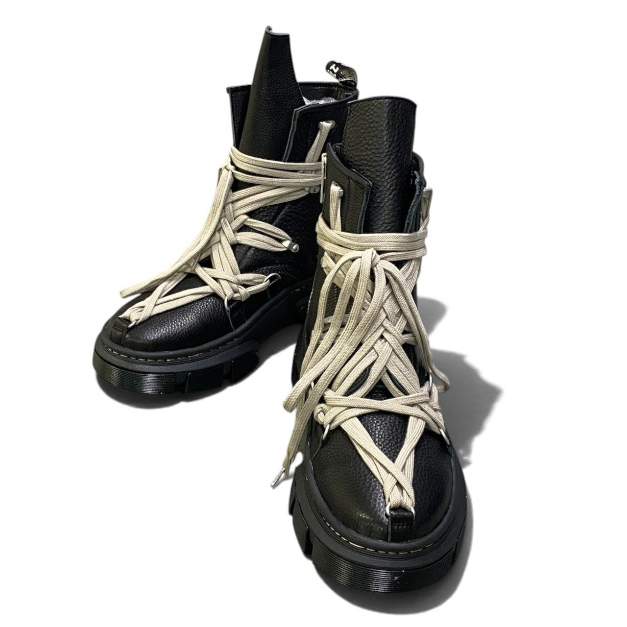 h29《未使用》 Rick Owens Dr.Martens リックオウエンス ドクターマーチン 1460 DMXL MEGA LACE BOOT 31752001 UK9 ブラック レザー メンズu02t