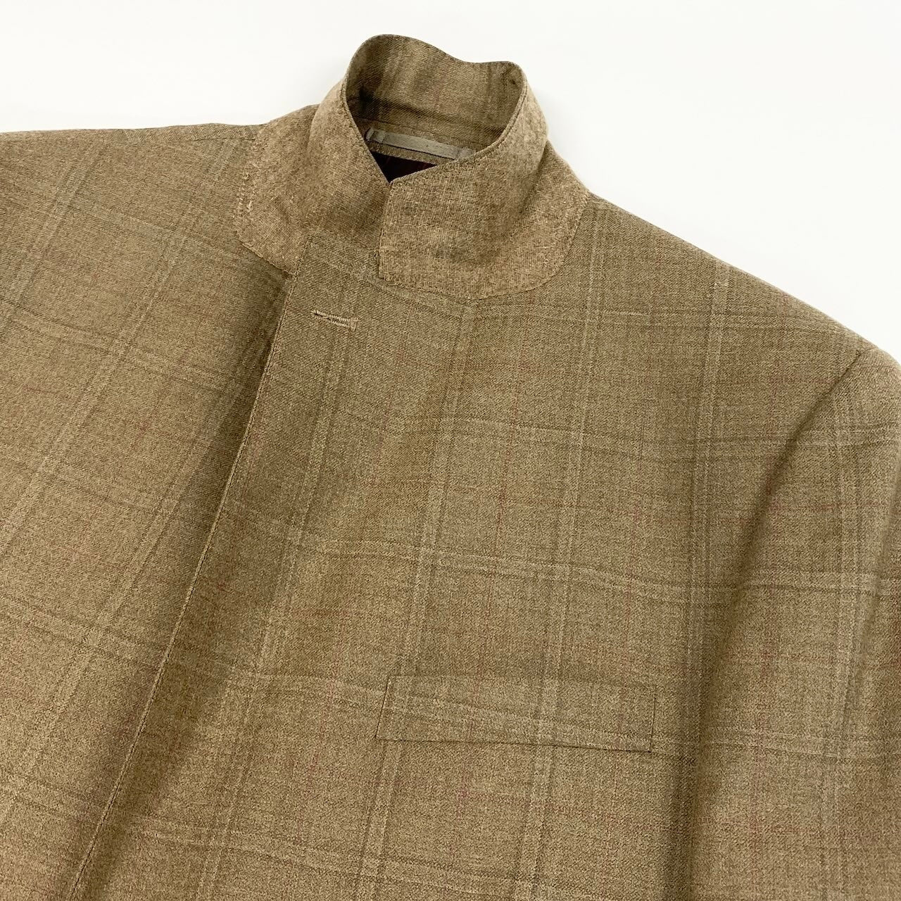 40d16 dunhill ダンヒル テーラードジャケット チェック柄 背抜き 2B ベージュ系 メンズ 紳士服u02t