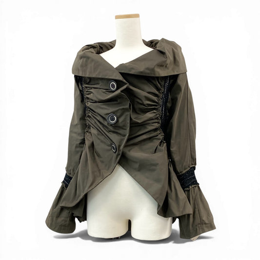 Ad9 ISSEY MIYAKE イッセイミヤケ 変形ジャケット ロングジャケット IM73FD526 2 カーキ レディースu02t