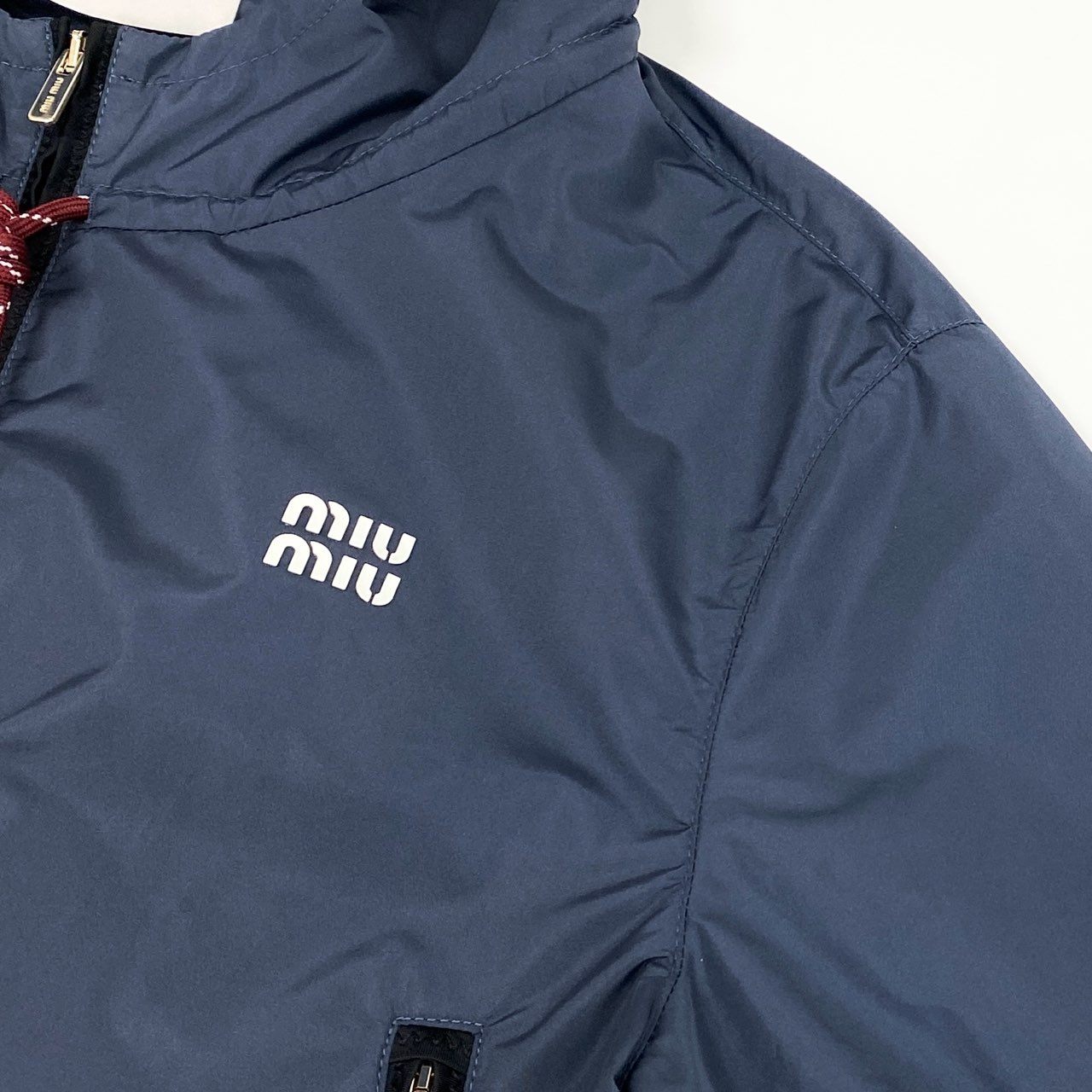 d6 miu miu ミュウミュウ テクニカルファブリック クロップドブルゾン ジャケット サイズ38 ネイビー レディースk02i