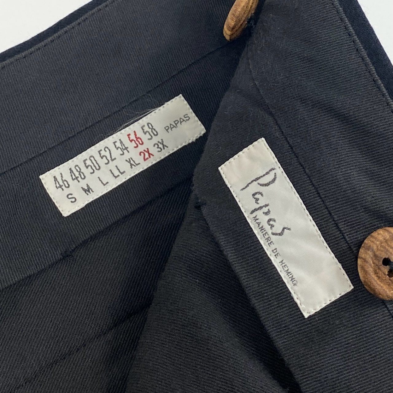 6L17 【美品】 Papas パパス カシミヤ混 スラックスパンツ テーパード ボトムス 56 2XL ダークネイビー ウールカシミヤ メンズu02t