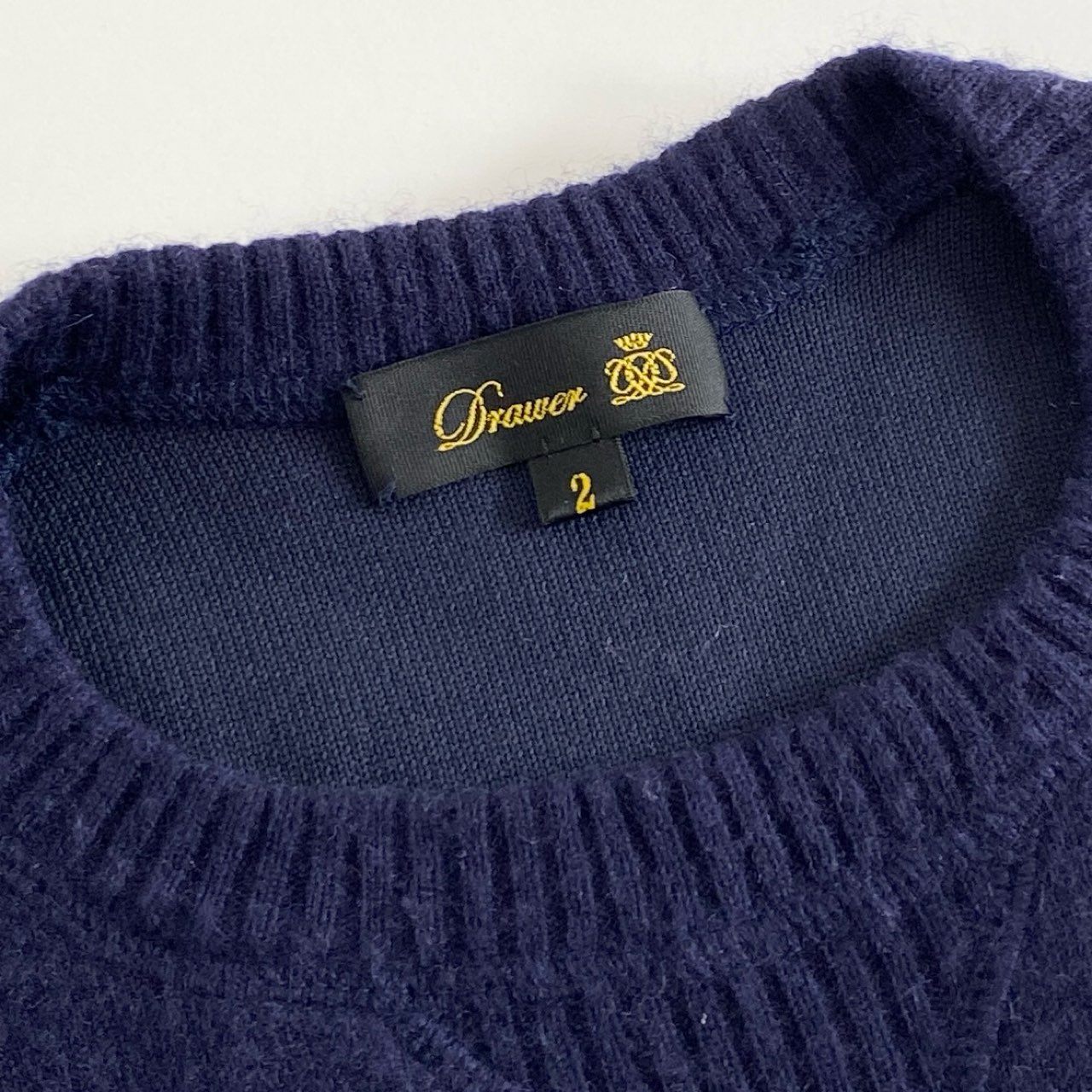 4j17 Drawer ドゥロワー カシミヤブレンド エンブロイダリー ニットセーター 6513-105-0820 2 ネイビー CASHMERE BLEND