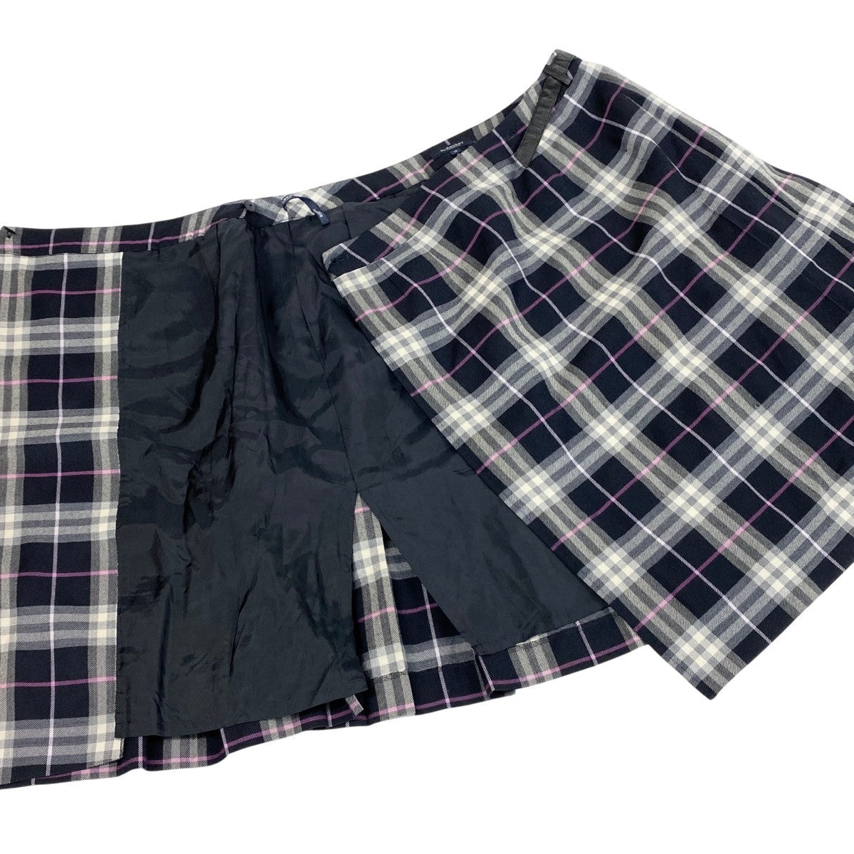 Ig10 BURBERRY LONDON バーバリーロンドン チェック柄 ラップスカート フレアスカート サイズ13 マルチカラー ウール100％ レディースta2