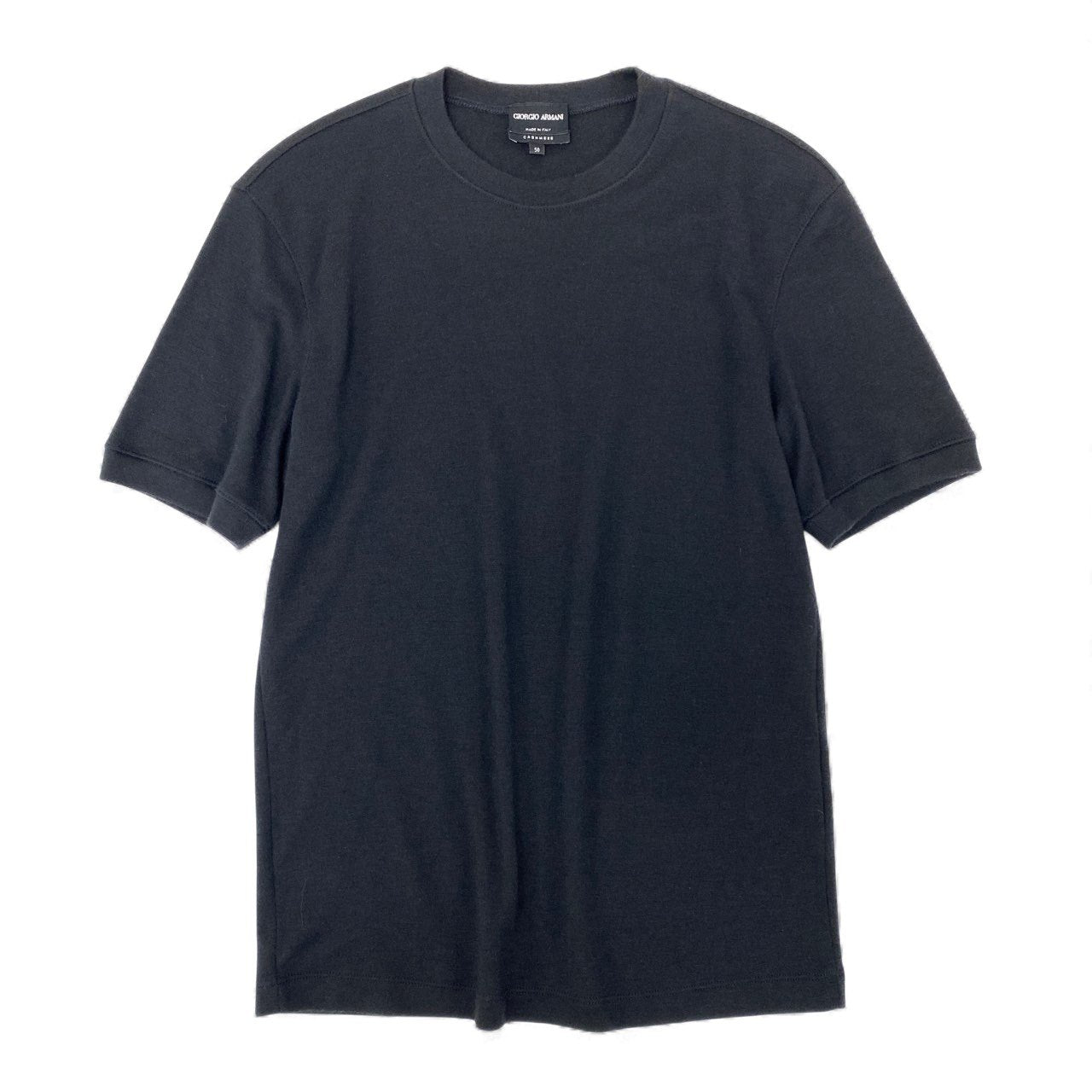 78L9 GIORGIO ARMANI ジョルジオアルマーニ 総カシミア ハイゲージ ニット セーター トップス クルーネック 50 ブラック カシミヤ100 メンズ 男性用u02t