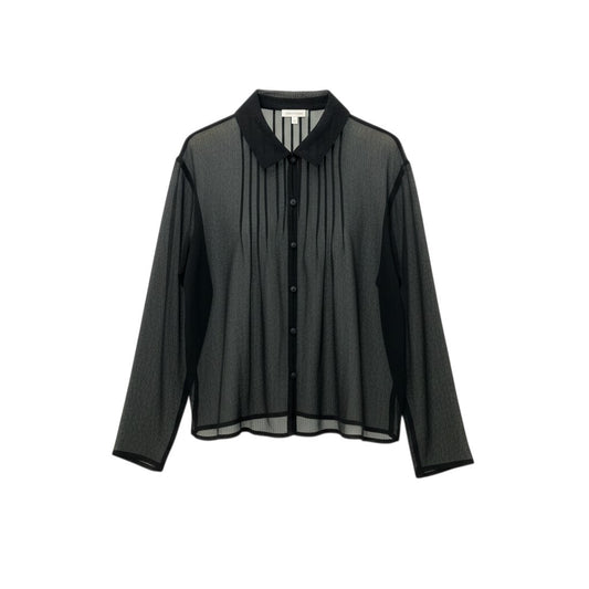 45c6 TOKUKO 1er VOL トクコプルミエヴォル フロントタック シアーブラウス 長袖シャツ  レディース 女性服 日本製 サイズ9 ブラック ポリエステル100％u02t