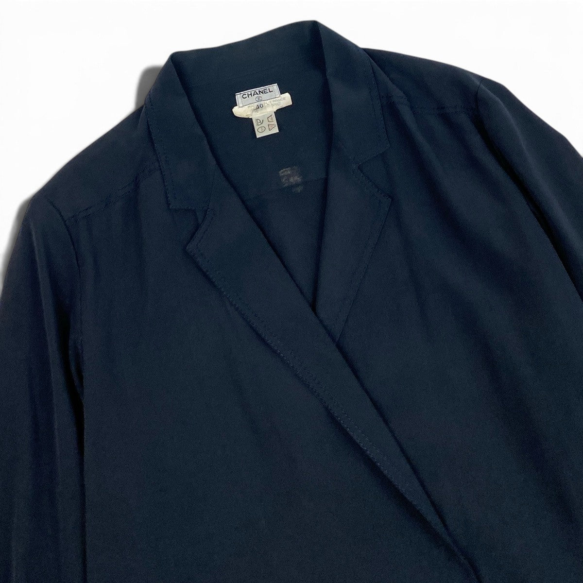i8 CHANEL ココマークボタン テーラードジャケット 40サイズ ダークネイビー レディース 女性用u02t