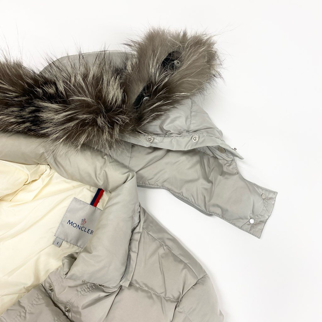 33l24 MONCLER モンクレール シルバーフォックスファー ショートダウンジャケット サイズ1 シルバーグレー ヴィンテージ 希少モデルt18r