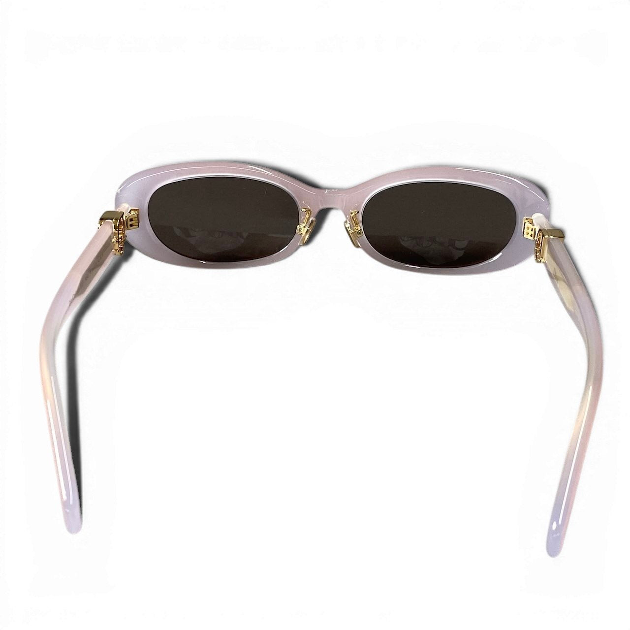 f10 【美品】 Dior Oblique ディオール オブリーク B1F バタフライ オーバル サングラス ゴールド メタルロゴ 40A0 54-20 145 パステルピンク&ブルー レディースta1