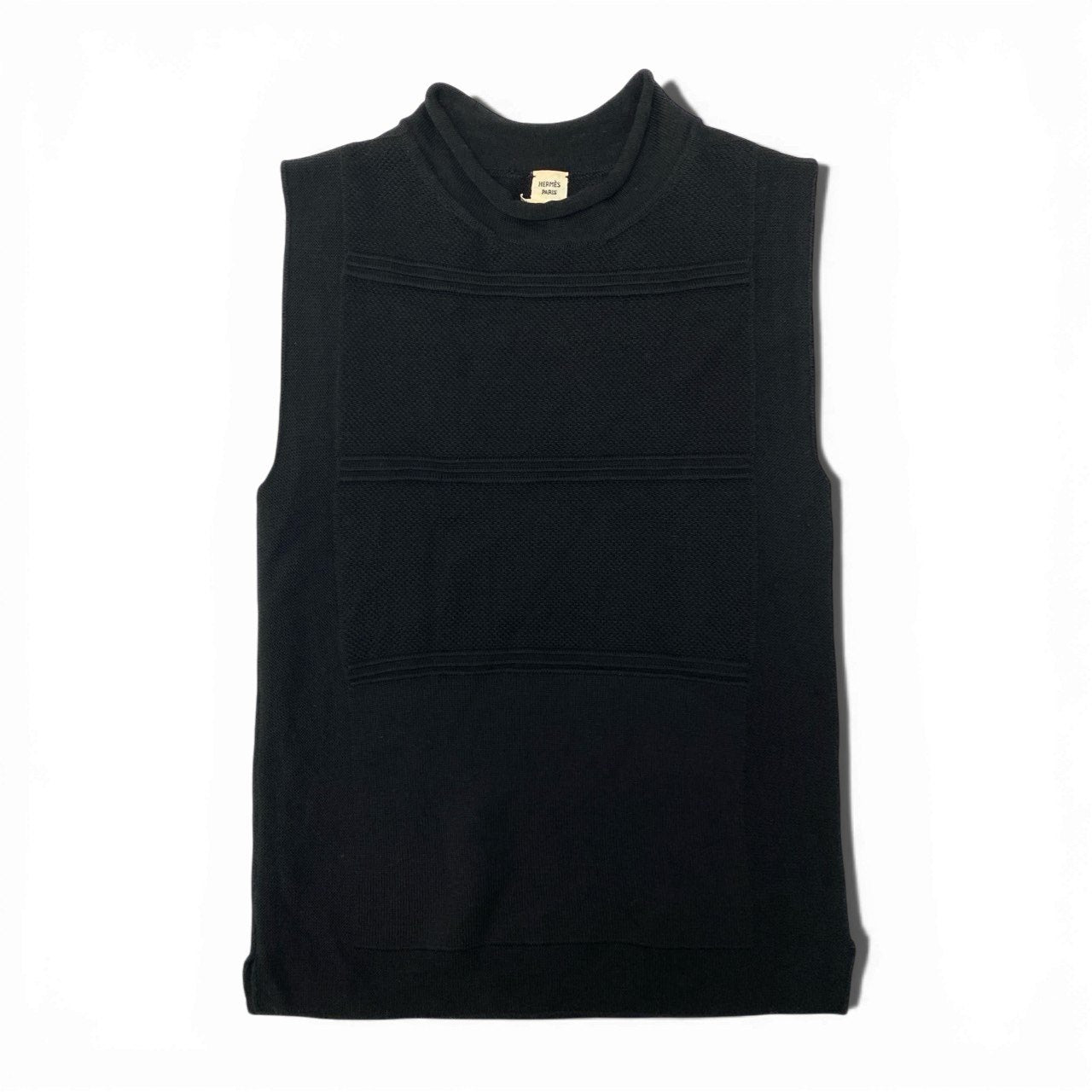 Hc5 HERMES エルメス タイトニットベスト ニット トップス サイズ34 ブラック レディース 女性用k02i