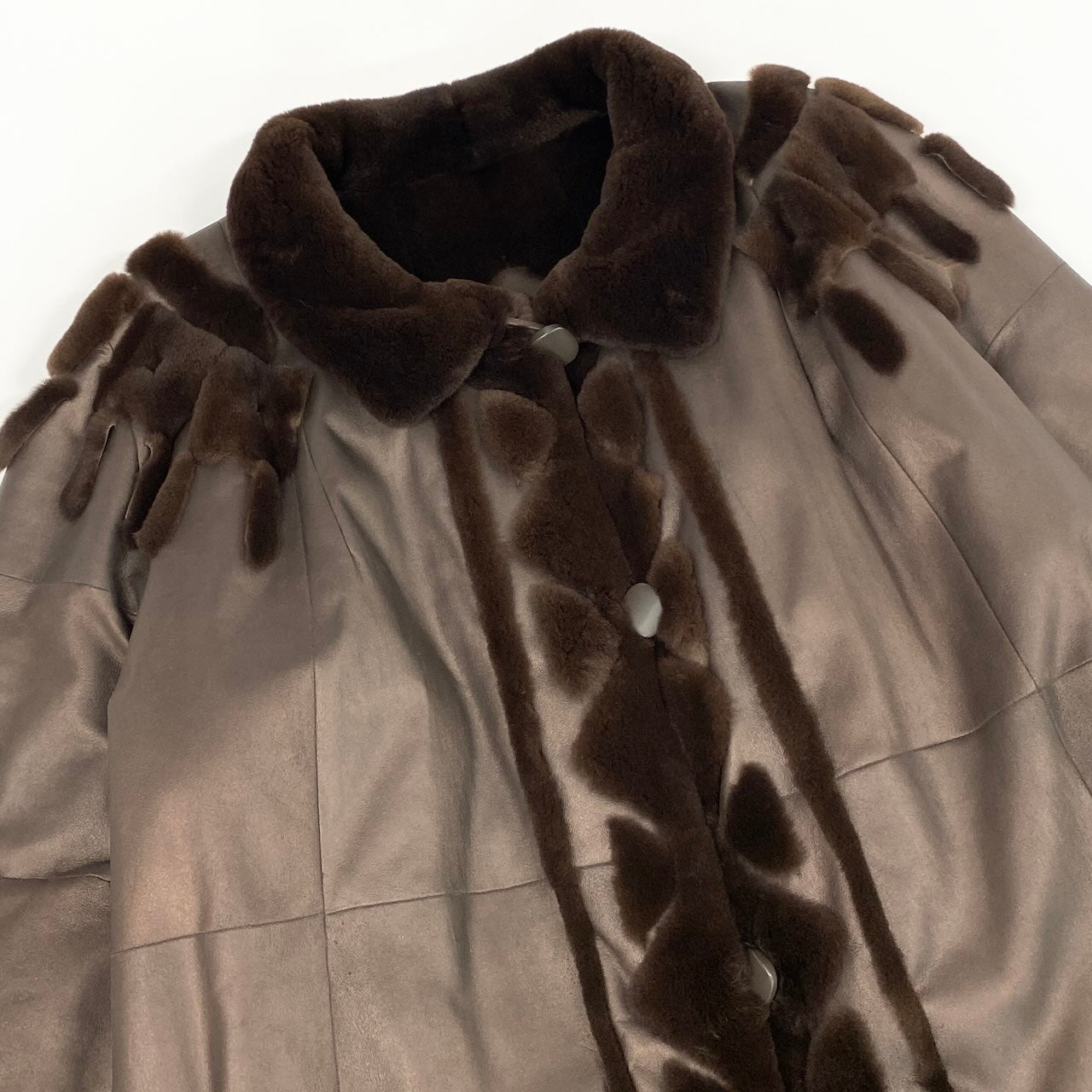 77e14 シェアードミンク リバーシブルロングコート サイズF ブラウン 本毛皮 Mink Fur Long Coatt18r