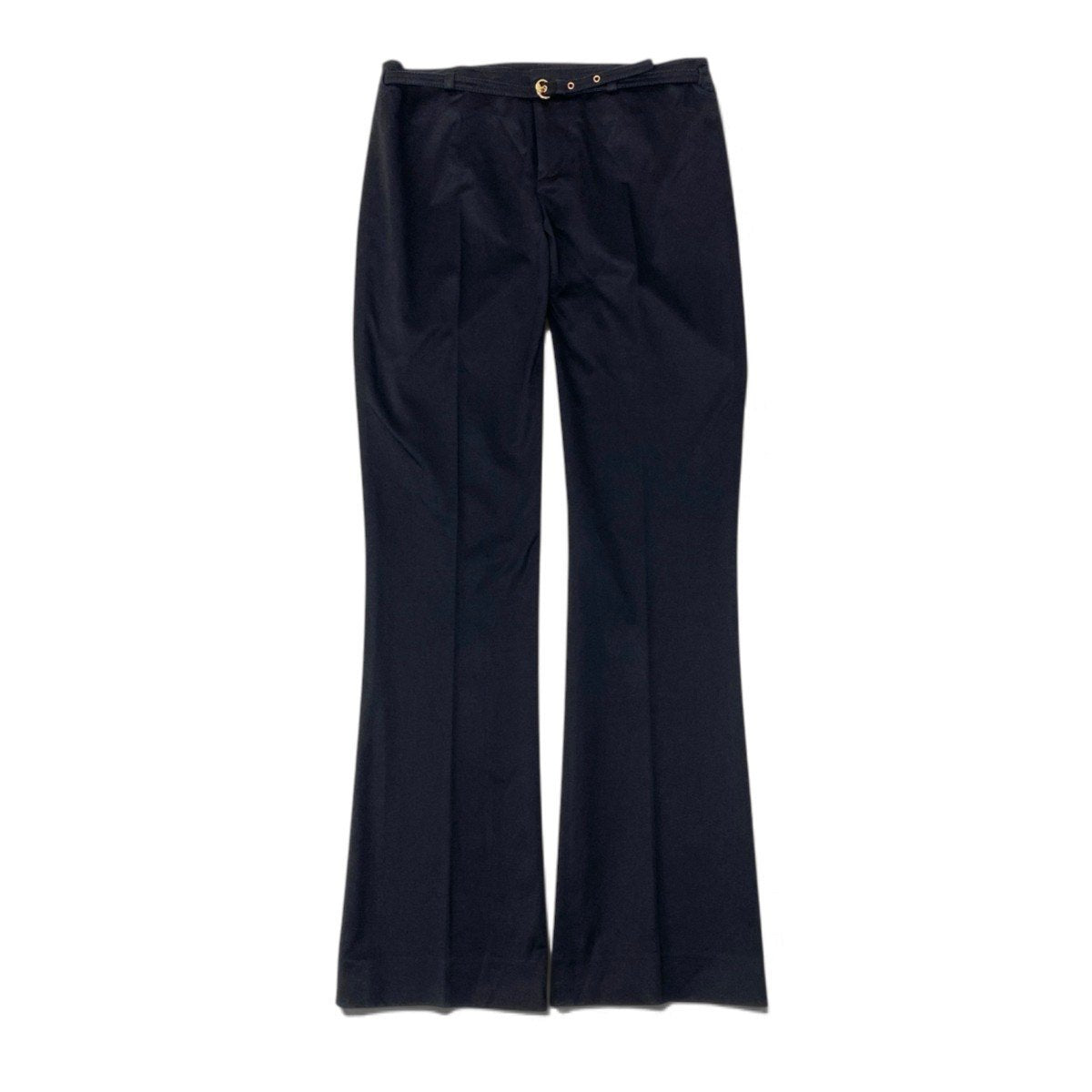 66j4 GUCCI グッチ 2005年 スラックス ベルトデザイン イタリア製 38サイズ ブラック レディース 女性用u02t