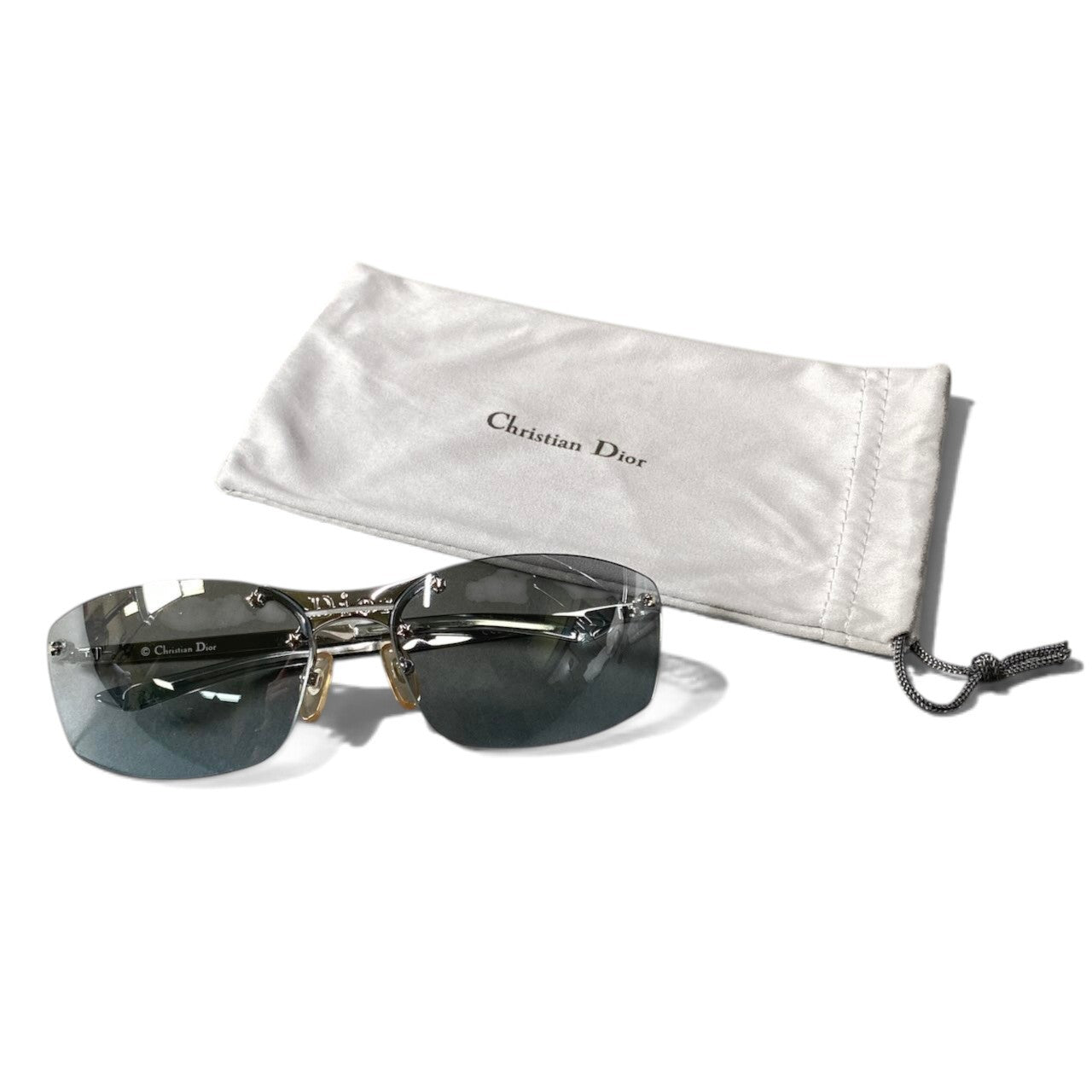 h12【美品】Christian Dior ストリートシック リムレスサングラス 星 65□15 120 グレー レディース 女性用ta1