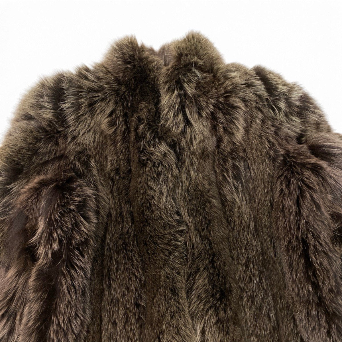 64i16 シルバーフォックス ファーコート サイズ13 茶系 本毛皮 Fox Fur Coat リアルファーt18r