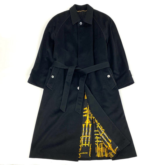 62g18 Hettabretz raglan coat balmacaan coat patterned lining MADE IN ITALY 50 Black Cashmere100 MEN