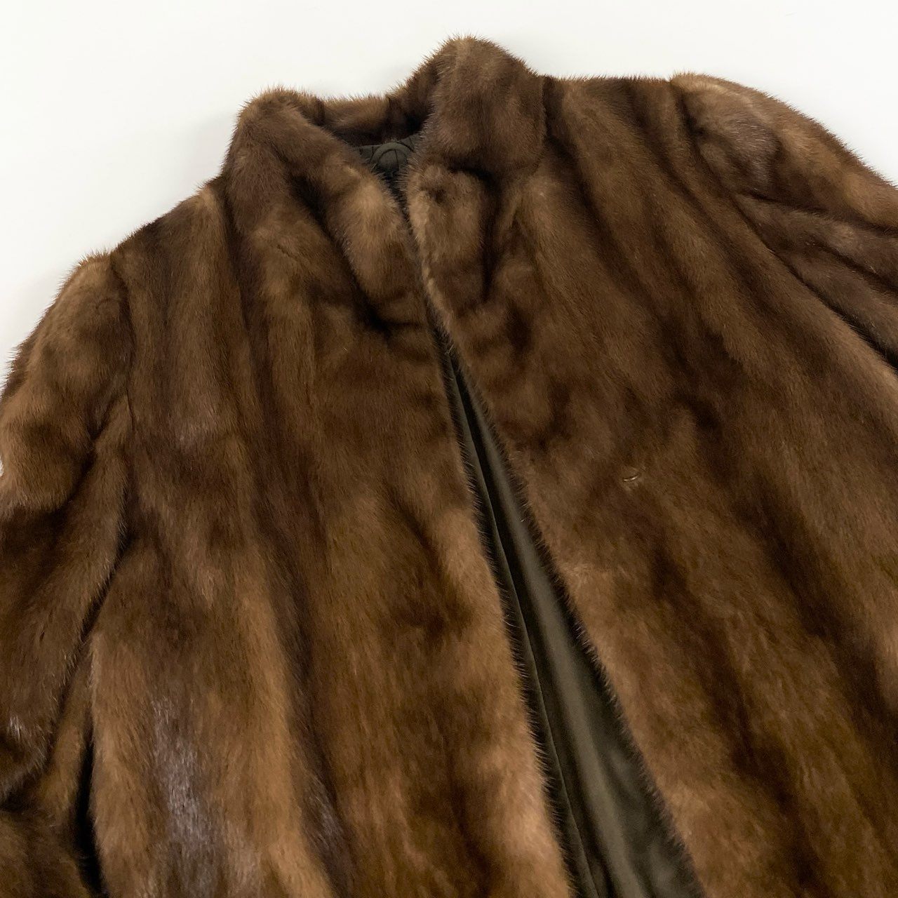 77L8 SAGA MINK サガミンク 銀サガ デミバフミンク ファーコート サイズ13号 ブラウン 最高級本毛皮 MINK FUR ポケット有t18r