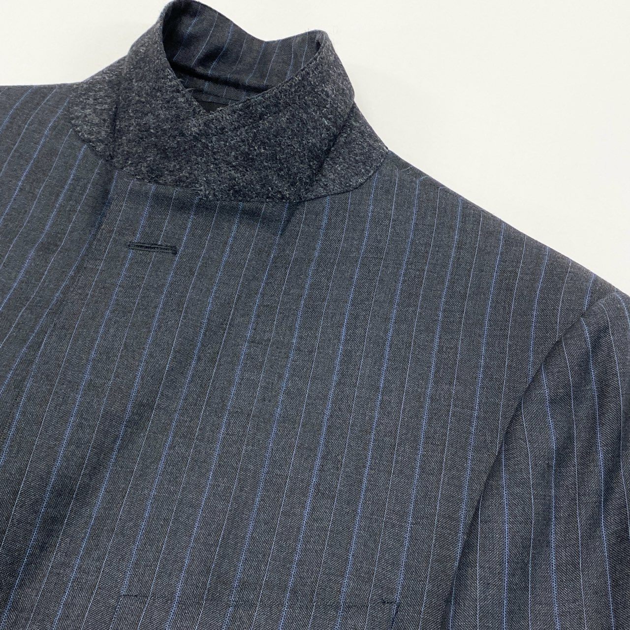 17k9 Ermenegildo Zegna エルメネジルドゼニア su misura スミズーラ TROFEO セットアップ スーツ ジャケット パンツ ストライプ ビジネス フォーマル 48 グレー ウール メンズo07t