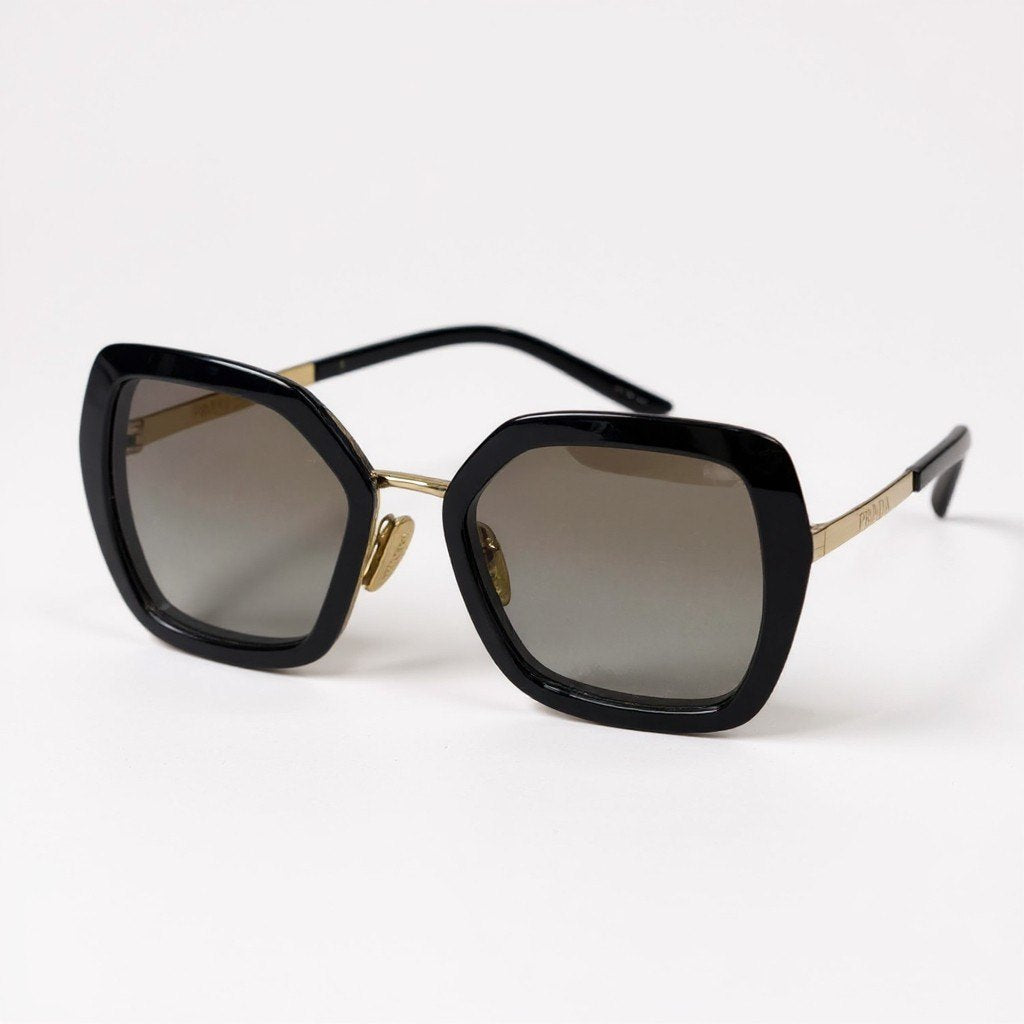 k16 PRADA プラダ サングラス SPR53Y 53□21 ブラック ゴールド オクタゴン 六角形 アイウェア メガネ 眼鏡t18r