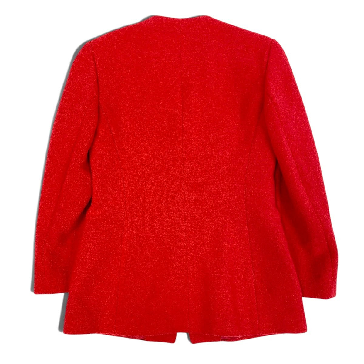 Ei4 【美品】 GIORGIO ARMANI ジョルジオアルマーニ ノーカラー ツイードジャケット  サイズ38 レッド レディースk02i
