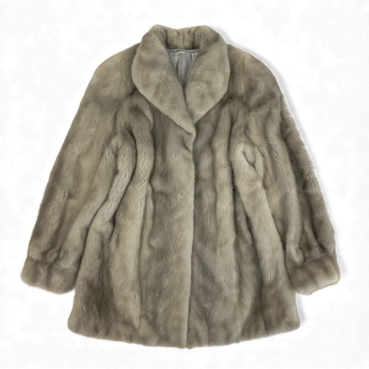 49L4 SAGA MINK サガミンク 銀サガ サファイアミンク セミロングコート サイズF シルバー グレー 最高級本毛皮 MINK FUR リアルファーt18r