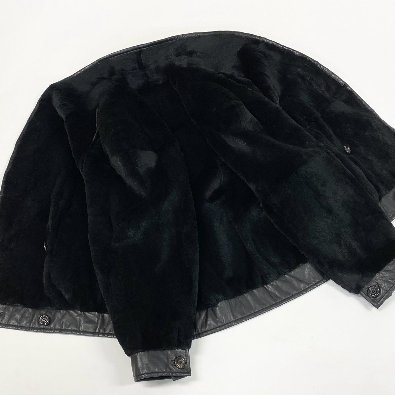 73b20 EMBA MEN’S エンバ メンズ シェアードファー ダブルコート サイズF ブラック 本毛皮 Double Fur Coatt18r