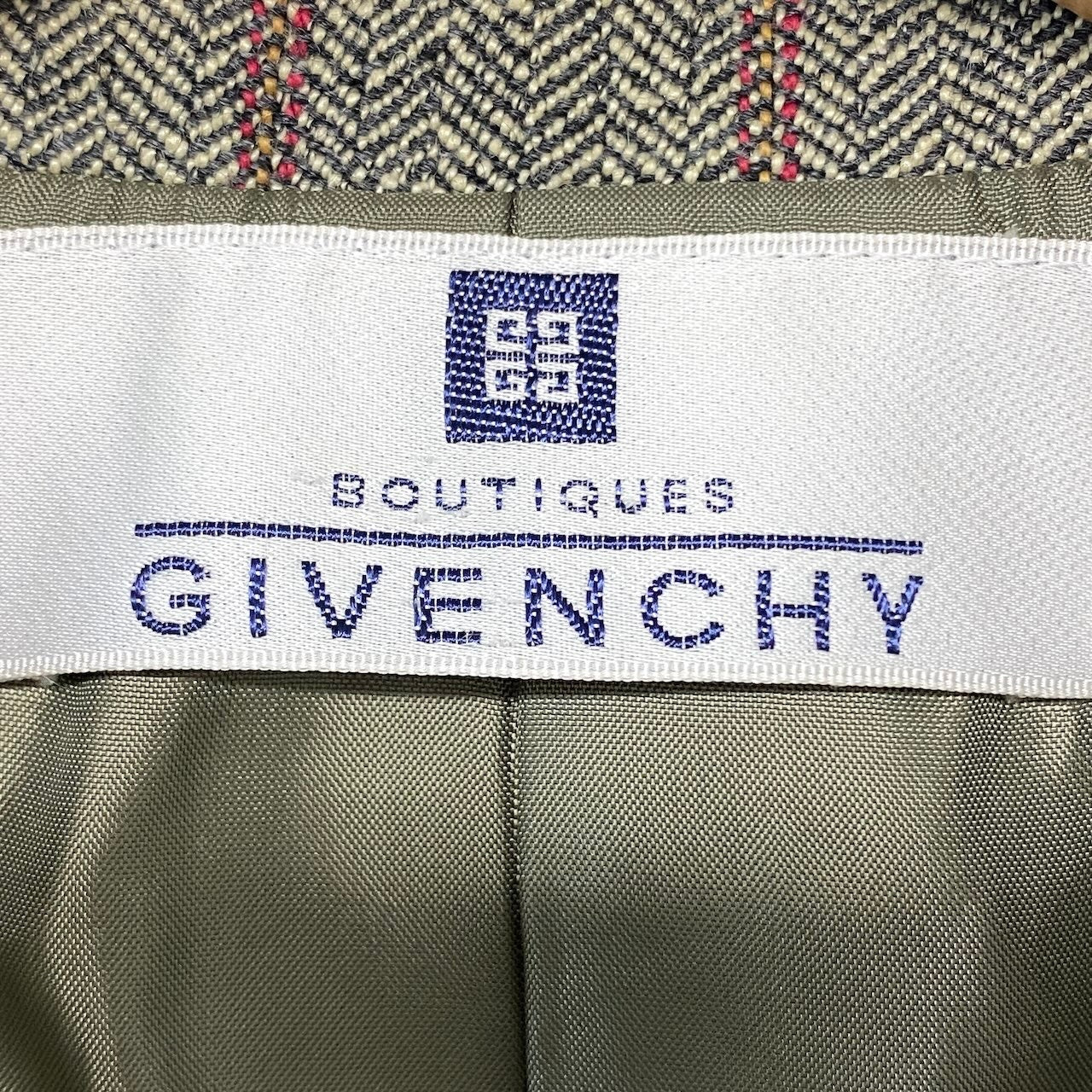 45h16 GIVENCHY ジバンシィ テーラードジャケット チェック柄 ロゴボタン ウールシルク混 サイズ38 マルチカラー レディースu02t