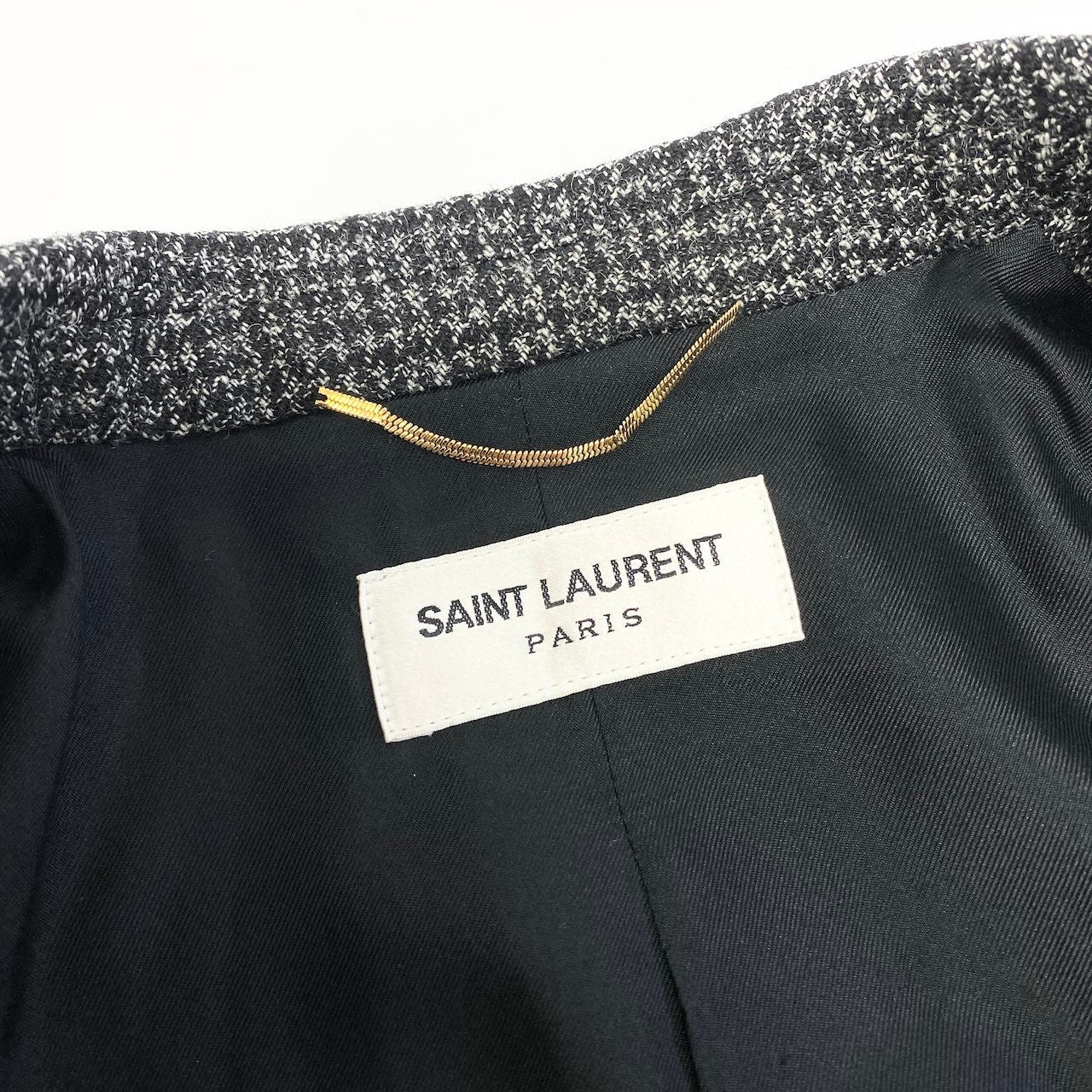 e8 【極美品】SAINT LAURENT ツイードジャケット テーラードジャケット イタリア製 36サイズ グレー系 ウール100％ メンズ 男性用k02i