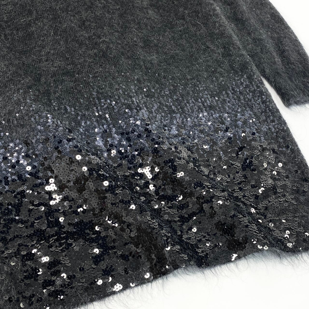 Ed23  LOUIS VUITTON ルイヴィトン グラデーションスパンコール ニットワンピース モヘアブレンド Vネック F4KD24ODX サイズXS グレー レディース 女性用k02i