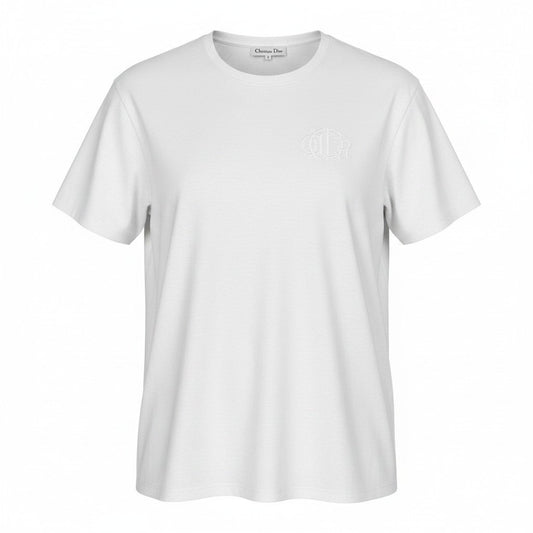 Id18 Christian Dior クリスチャンディオール 半袖Tシャツ コットンカットソー ロゴ刺繍 トップス Mサイズ ホワイト コットン100％ レディース 女性用u02t