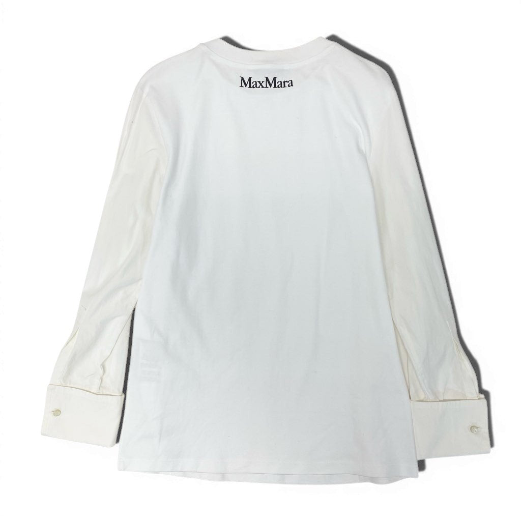 2a8 MaxMara マックスマーラ ドッキングTシャツ ロングスリーブTシャツ カットソー トップス Sサイズ ホワイト レディースk02i