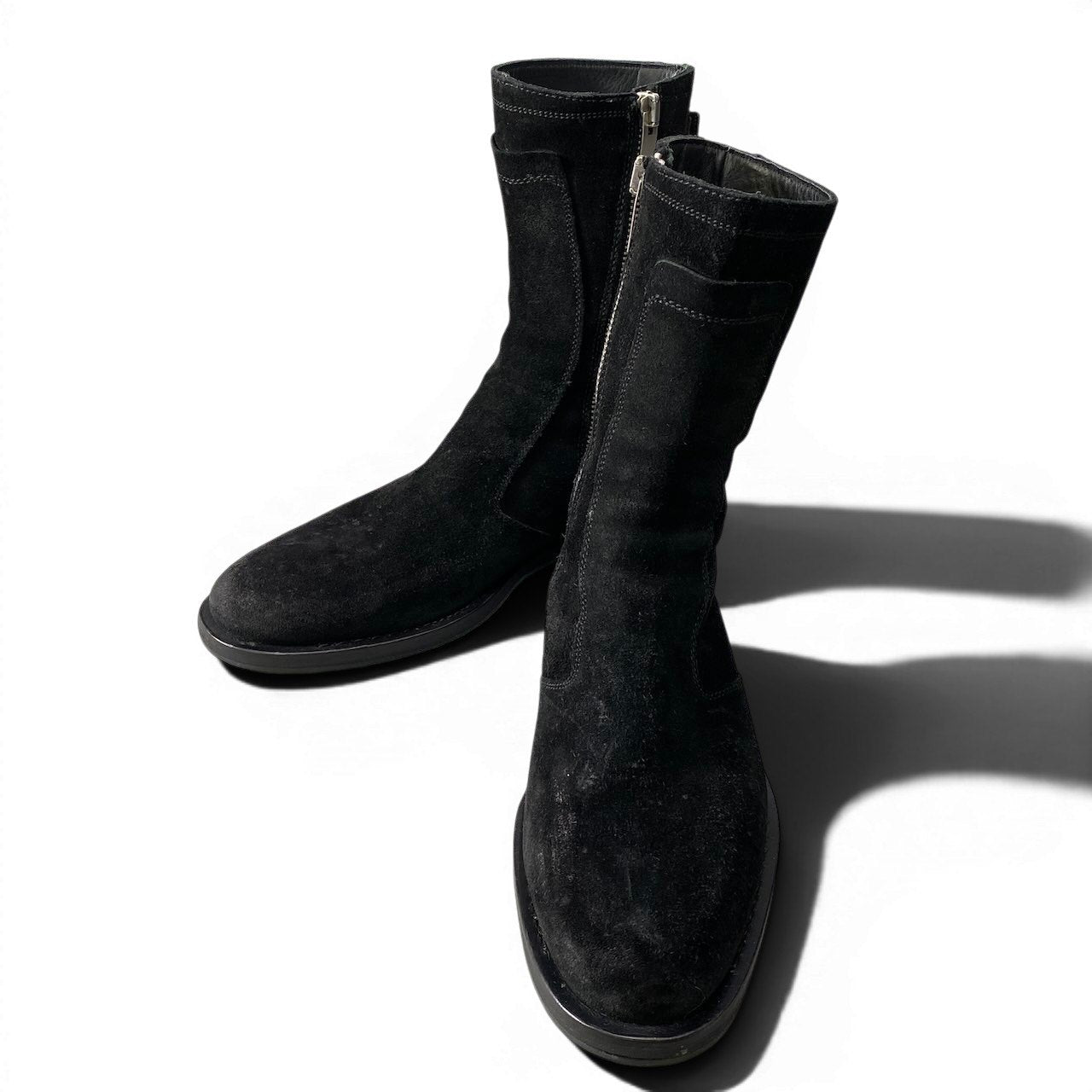 2g7 DIOR HOMME ディオールオム 2004年 エディ期 VOTC スエードレザー ブーツ サイドジップ 42 1/2 ブラック メンズ 紳士靴u02t