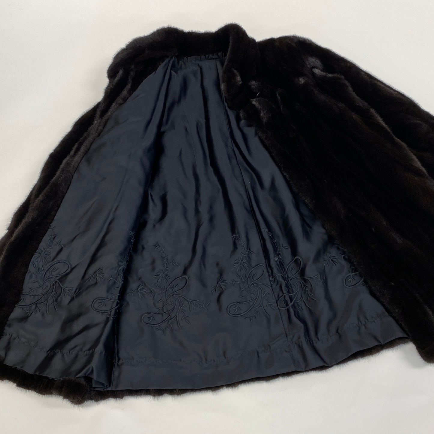76e14 BLACKGLAMA ブラックグラマ 紋様柄 ダークミンク ロングコート サイズF ダークブラウン 最高級本毛皮 Mink Fur Long Coatt18r