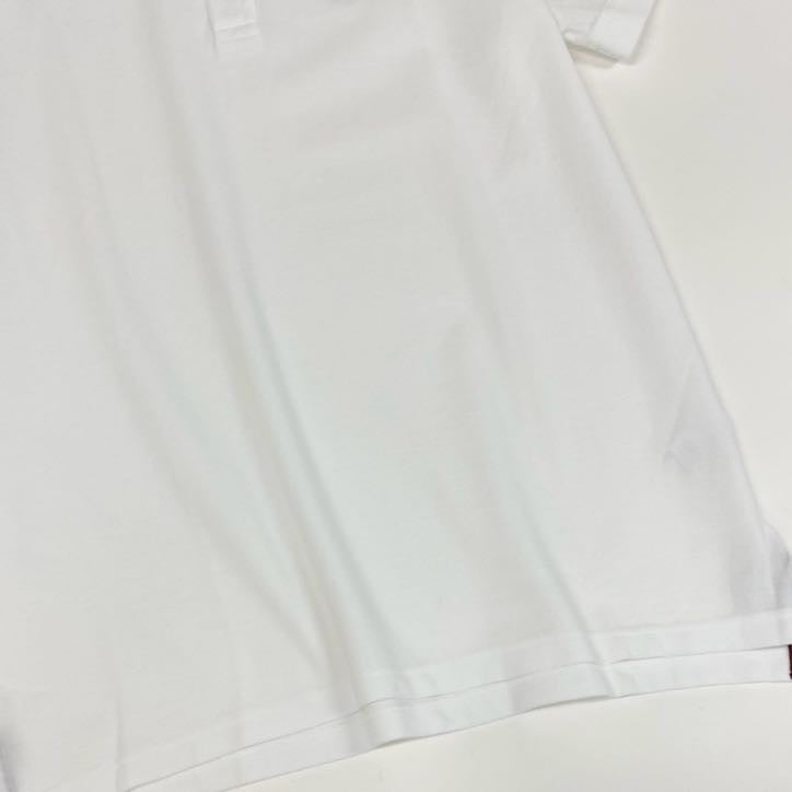 64g24 ISAIA イザイア アイコン ポロシャツ 半袖 無地 ロゴ刺繍 綿 イタリア製 メンズ 男性用 M ホワイト コットン100％_