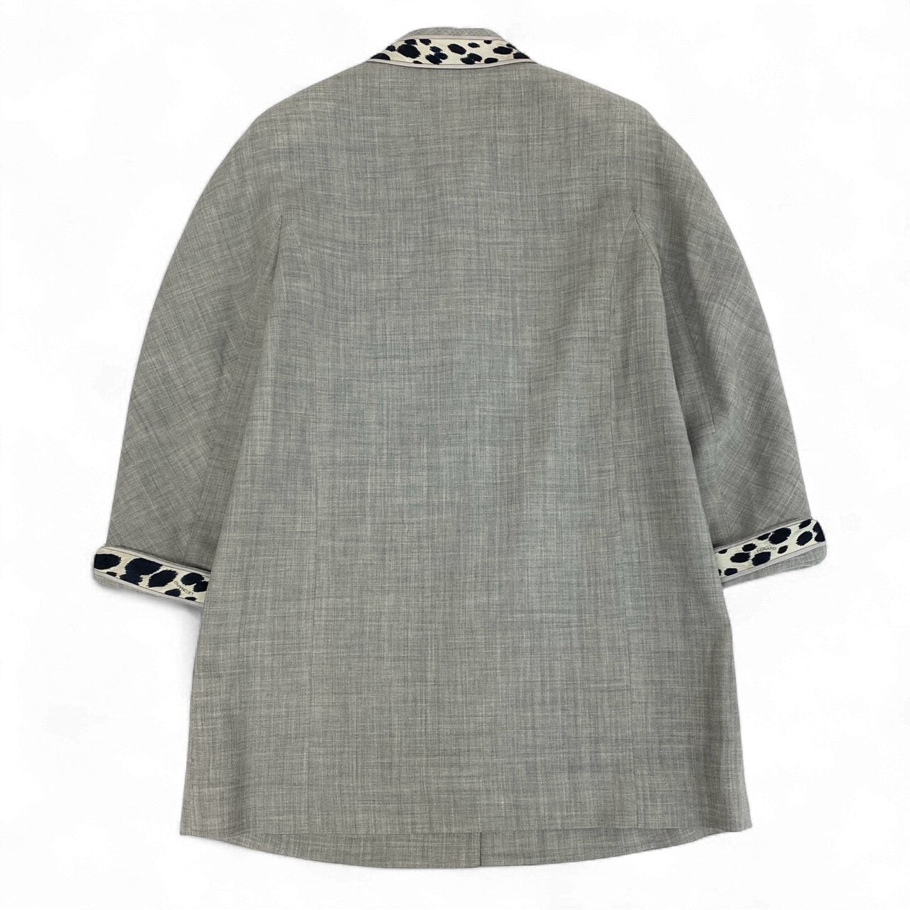 67k20《美品》 LEONARD FASHION レオナール ステンカラーコート ロングジャケット ウールシルク レディース 女性用 日本製 9AR グレーu02t