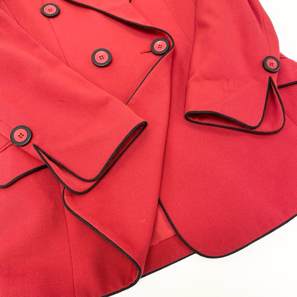 42a27 Christian Dior クリスチャンディオール Vintage テーラードジャケット ブレザー ダブルブレスト パイピング 9サイズ レッド ブラック レディース 女性用o07t