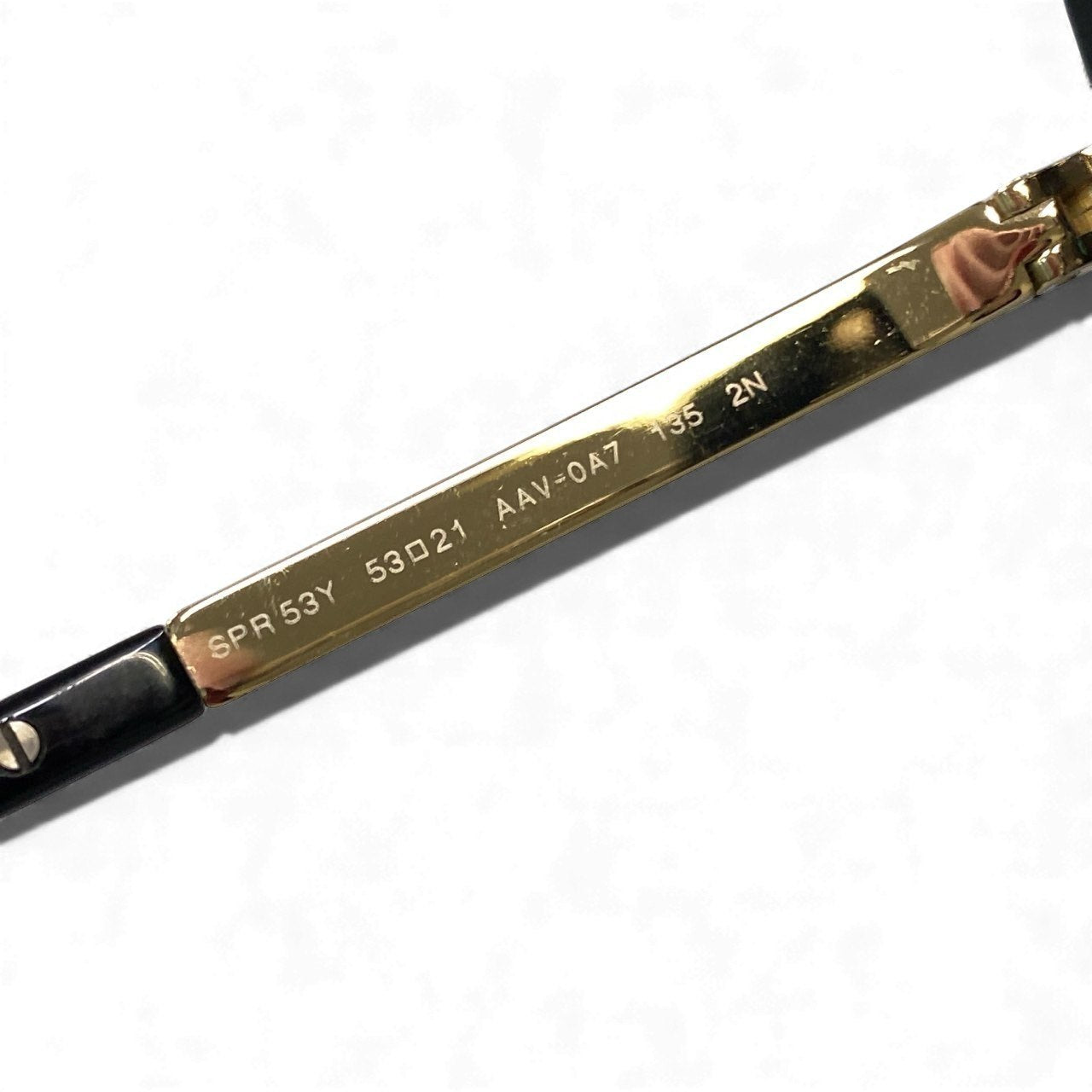 k16 PRADA プラダ サングラス SPR53Y 53□21 ブラック ゴールド オクタゴン 六角形 アイウェア メガネ 眼鏡t18r