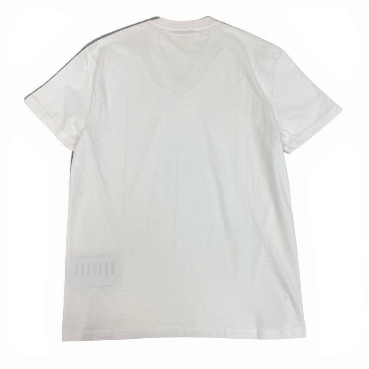 35a30 PRADA プラダ 半袖Tシャツ VネックTシャツ 三角ロゴ カットソー トップス Sサイズ ホワイト コットン100％ メンズ 男性用o07t