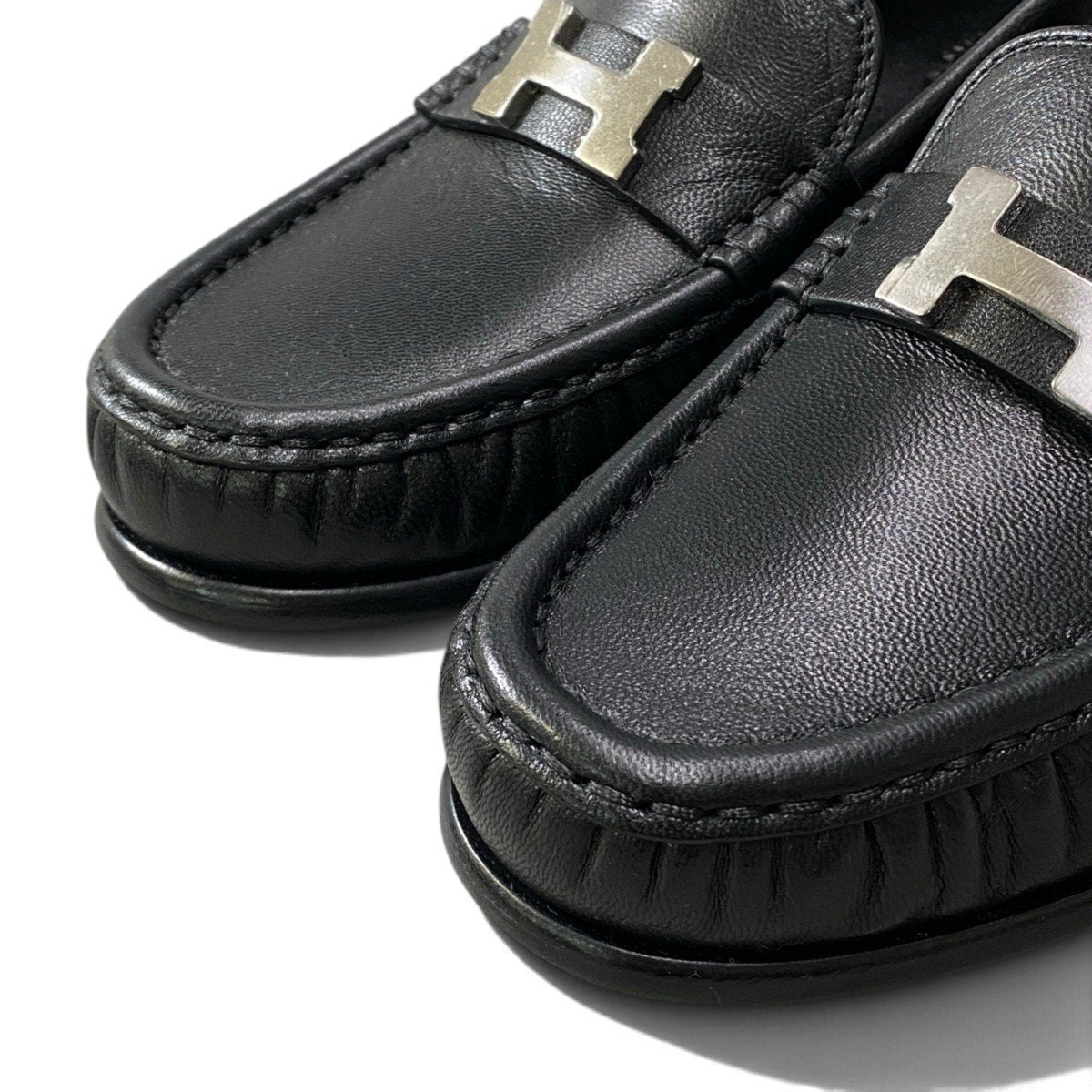 j4【未使用保管品】 Hermès エルメス モカシン ノヴァ 2026年モデル ローファー サイズ38 ブラック レザー レディースk02i