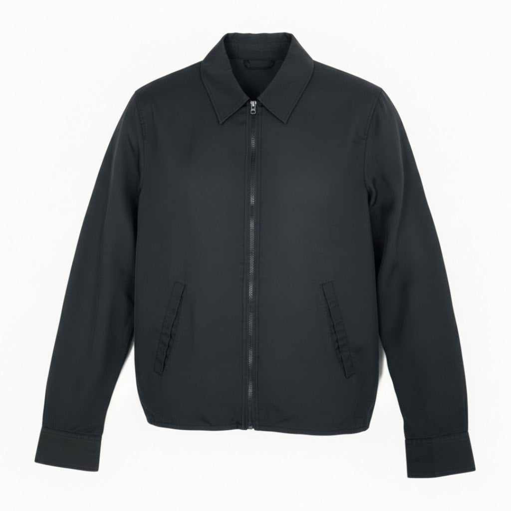 31b12【美品】Acne Studio アクネストゥディオ ジップアップジャケット サテンジャケット アウター MALCOM PSS16 46サイズ ブラック キュプラ100％ メンズu02t