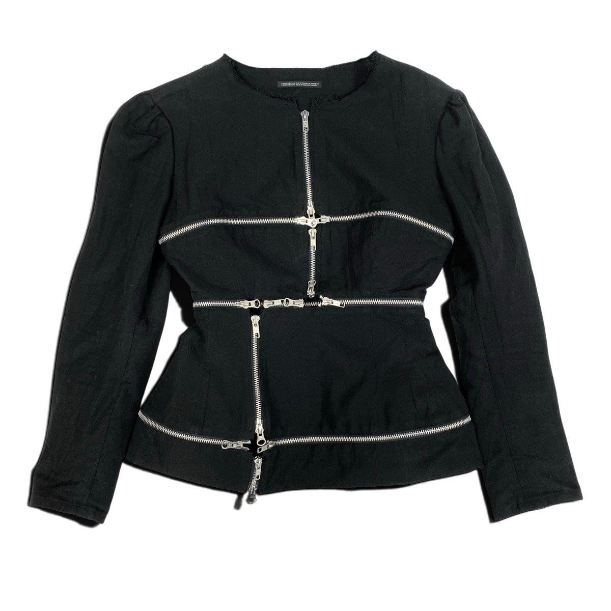 Ah6 yohji yamamoto ヨウジヤマモト femme 2019年 ランウェイ着 ジップジャケット FH-J04-304 1 ブラック リネン コットンu02t