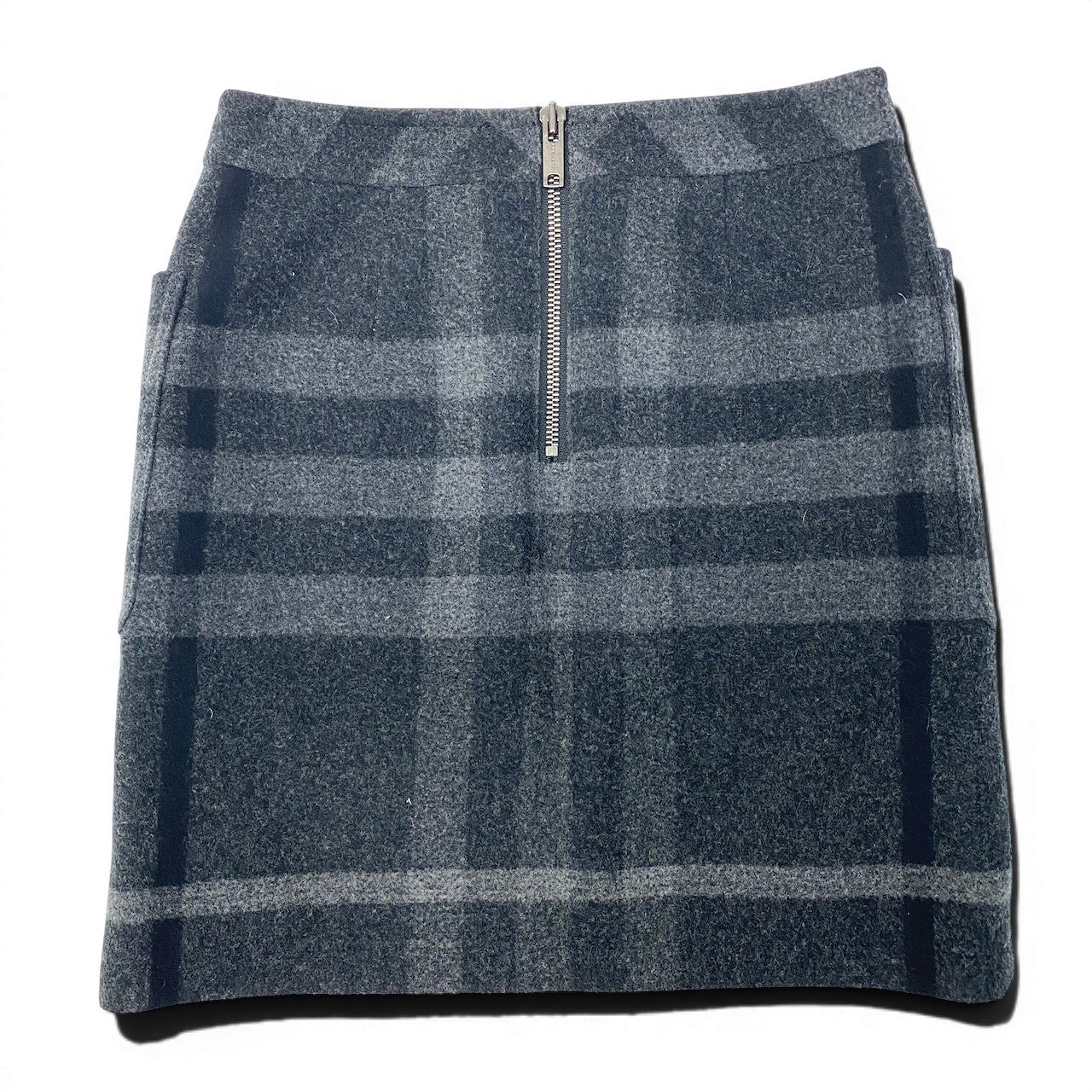 Id27 BURBERRY LONDON バーバリー ウールスカート 台形スカート ミニ チェック柄 サイズ40 グレー系 レディース 女性服u02t