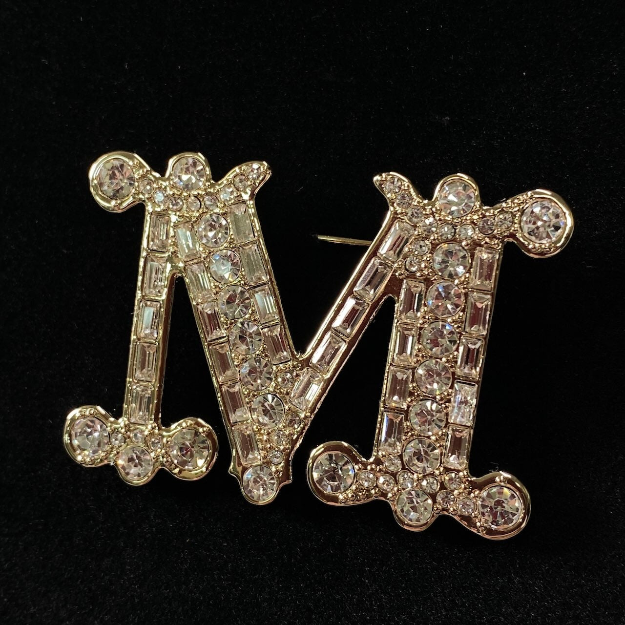 g9 ② 《極美品》 Max Mara マックスマーラ バス クリスタル ブローチ BATH Crystal Broach ゴールドカラーメタル Gold Collar Metalt18r