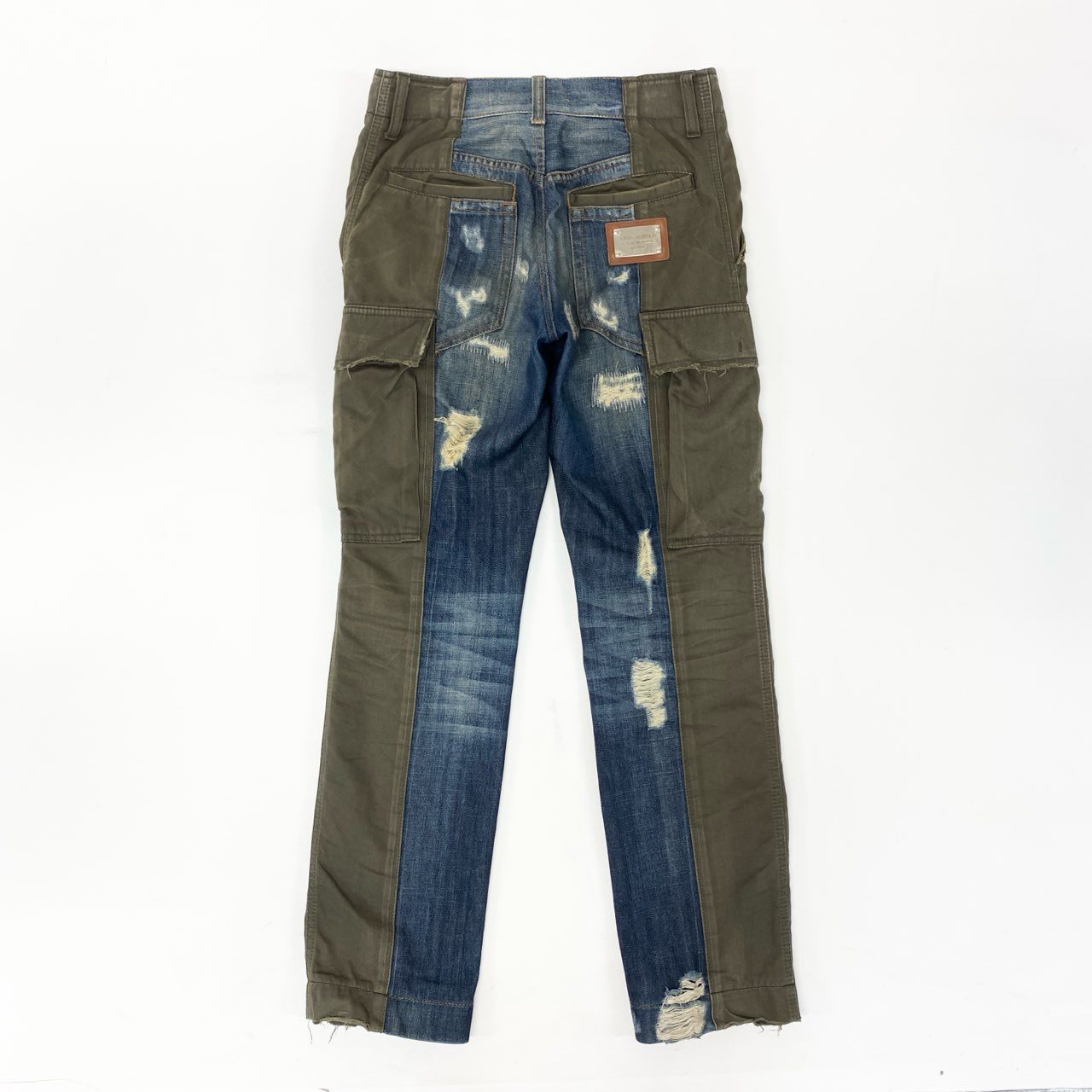 66k11 DOLCE&GABBANA ドルチェ＆ガッバーナ クラッシュ加工 ドッキングパンツ デニム カーゴパンツ サイズ44 メンズ 男性用 ボトムk02i